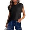 imageDokotoo Sweater Vest Women Casual Crewneck Sleeveless Sweaters for Women Solid Loose Cable Knit Tank TopsBlack