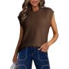 imageDokotoo Sweater Vest Women Casual Crewneck Sleeveless Sweaters for Women Solid Loose Cable Knit Tank TopsCoffee
