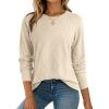 imageDokotoo Sweaters for Women Long Sleeve Wool Blend Crewneck Diamond Hollow Out Lightweight Soft Fall Pullover Sweater TopsApricot