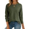 imageDokotoo Sweaters for Women Long Sleeve Wool Blend Crewneck Diamond Hollow Out Lightweight Soft Fall Pullover Sweater TopsGreen
