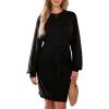 imageDokotoo Womens 2025 Fall Sweater Dress Crewneck Long Sleeve Empire Waist Ribbed Knit Mini Dress with BeltBlack