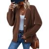 imageDokotoo Womens Cardigan Sweaters 2025 Fall Casual Button Down Cuffed Long Sleeve Ribbed Knit Sweater TopsBrown