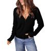 imageDokotoo Womens Cardigan Wool Blend Long Sleeve Button Down Sweaters for Women Casual Hollow Out Knit TopsBlack