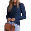 imageDokotoo Womens Cashmere Sweaters 2025 Long Sleeve Crewneck Casual Tops Lightweight Wool Pullover Jumper ShirtsBlue