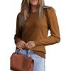 imageDokotoo Womens Cashmere Sweaters 2025 Long Sleeve Crewneck Casual Tops Lightweight Wool Pullover Jumper ShirtsBrown