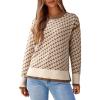 imageDokotoo Womens Casual Cross Jacquard Sweaters 2025 Crewneck Long Sleeve Fall Winter Warm Knit Pullover Tops ClothesCamel