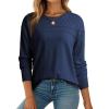 imageDokotoo Womens Casual Long Sleeve Wool Hollow Out Sweaters for Women 2025 Trendy Lightweight Crochet Pullover TopsDirty Blue