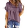 imageDokotoo Womens Summer Tops Crewneck Lace Crochet Short Sleeve Shirts Casual Chiffon Blouses1 Dark Purple