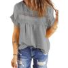 imageDokotoo Womens Summer Tops Crewneck Lace Crochet Short Sleeve Shirts Casual Chiffon Blouses1 Gray