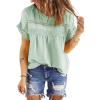 imageDokotoo Womens Summer Tops Crewneck Lace Crochet Short Sleeve Shirts Casual Chiffon Blouses1 Green