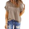 imageDokotoo Womens Summer Tops Crewneck Lace Crochet Short Sleeve Shirts Casual Chiffon Blouses1 Khaki
