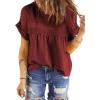 imageDokotoo Womens Summer Tops Crewneck Lace Crochet Short Sleeve Shirts Casual Chiffon Blouses1 Red