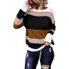 imageDokotoo Womens Sweaters Striped Fall Winter Outfits 2025 Crewneck Drawstring Color Block Fashion ClothingBrown