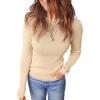imageDokotoo Womens Wool Blend Sweater Warm Soft Lightweight Long Sleeve Crew Neck Solid Basic Tops Regular FitApricot