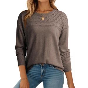 imageDokotoo Womens Casual Long Sleeve Wool Hollow Out Sweaters for Women 2025 Trendy Lightweight Crochet Pullover TopsGoat