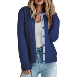 imageDokotoo Womens Wool Button Down Lightweight Cardigans Long Sleeve Casual Crew Neck Soft Knit Cardigan Sweaters TopsSail Blue