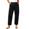 imageDokotoo Jeans for Women Casual High Waisted Straight Wide Leg Pants Loose Cargo Denim Pants with PocketsBlack