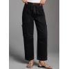 imageDokotoo Jeans for Women Casual High Waisted Straight Wide Leg Pants Loose Cargo Denim Pants with PocketsBlack