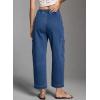 imageDokotoo Jeans for Women Casual High Waisted Straight Wide Leg Pants Loose Cargo Denim Pants with PocketsDark Blue