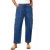 imageDokotoo Jeans for Women Casual High Waisted Straight Wide Leg Pants Loose Cargo Denim Pants with PocketsDark Blue