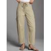 imageDokotoo Jeans for Women Casual High Waisted Straight Wide Leg Pants Loose Cargo Denim Pants with PocketsKhaki