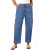 imageDokotoo Jeans for Women Casual High Waisted Straight Wide Leg Pants Loose Cargo Denim Pants with PocketsSky Blue