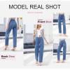 imageDokotoo Jeans for Women Casual High Waisted Straight Wide Leg Pants Loose Cargo Denim Pants with PocketsSky Blue