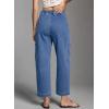 imageDokotoo Jeans for Women Casual High Waisted Straight Wide Leg Pants Loose Cargo Denim Pants with PocketsSky Blue
