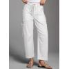 imageDokotoo Jeans for Women Casual High Waisted Straight Wide Leg Pants Loose Cargo Denim Pants with PocketsWhite