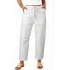 imageDokotoo Jeans for Women Casual High Waisted Straight Wide Leg Pants Loose Cargo Denim Pants with PocketsWhite
