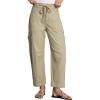 imageDokotoo Jeans for Women Casual High Waisted Straight Wide Leg Pants Loose Cargo Denim Pants with PocketsKhaki