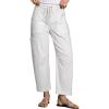 imageDokotoo Jeans for Women Casual High Waisted Straight Wide Leg Pants Loose Cargo Denim Pants with PocketsWhite