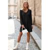 imageDokotoo Fall Dresses for Women 2025 Long Sleeve V Neck Lightweight Ribbed Knit Empire Waist Casual A Line Swing Mini DressBlack