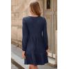 imageDokotoo Fall Dresses for Women 2025 Long Sleeve V Neck Lightweight Ribbed Knit Empire Waist Casual A Line Swing Mini DressBlue