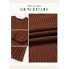 imageDokotoo Fall Dresses for Women 2025 Long Sleeve V Neck Lightweight Ribbed Knit Empire Waist Casual A Line Swing Mini DressBrown