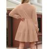 imageDokotoo Fall Dresses for Women 2025 Long Sleeve V Neck Lightweight Ribbed Knit Empire Waist Casual A Line Swing Mini DressKhaki