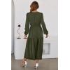 imageDokotoo Fall Dresses for Women 2025 Long Sleeve V Neck Smocked Empire Waist Ruffle Tiered Casual Split Maxi DressGreen