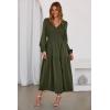 imageDokotoo Fall Dresses for Women 2025 Long Sleeve V Neck Smocked Empire Waist Ruffle Tiered Casual Split Maxi DressGreen