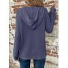 imageDokotoo Hoodies for Women Waffle Knit Long Sleeve Drawstring Button V Neck Casual Pullover Sweatshirt Hooded TopsWild Wind