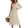 imageDokotoo Maxi Dresses Fashion Clothing Fall Dresses 2025 Casual Long Sleeve Wedding Guest SundressApricot
