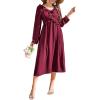 imageDokotoo Maxi Dresses Fashion Clothing Fall Dresses 2025 Casual Long Sleeve Wedding Guest SundressRed