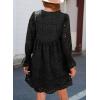 imageDokotoo Womens 2025 Boho Dress Tassel V Neck Long Sleeve A Line Casual Hollow Out Lace Ruffle Party DressesBlack