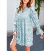 imageDokotoo Womens 2025 Boho Dress Tassel V Neck Long Sleeve A Line Casual Hollow Out Lace Ruffle Party DressesBlue