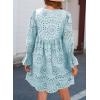 imageDokotoo Womens 2025 Boho Dress Tassel V Neck Long Sleeve A Line Casual Hollow Out Lace Ruffle Party DressesBlue
