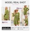 imageDokotoo Womens 2025 Boho Dress Tassel V Neck Long Sleeve A Line Casual Hollow Out Lace Ruffle Party DressesDark Green