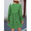 imageDokotoo Womens 2025 Boho Dress Tassel V Neck Long Sleeve A Line Casual Hollow Out Lace Ruffle Party DressesGreen