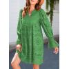 imageDokotoo Womens 2025 Boho Dress Tassel V Neck Long Sleeve A Line Casual Hollow Out Lace Ruffle Party DressesGreen