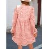 imageDokotoo Womens 2025 Boho Dress Tassel V Neck Long Sleeve A Line Casual Hollow Out Lace Ruffle Party DressesPink