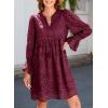 imageDokotoo Womens 2025 Boho Dress Tassel V Neck Long Sleeve A Line Casual Hollow Out Lace Ruffle Party DressesRed
