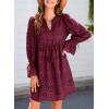 imageDokotoo Womens 2025 Boho Dress Tassel V Neck Long Sleeve A Line Casual Hollow Out Lace Ruffle Party DressesRed